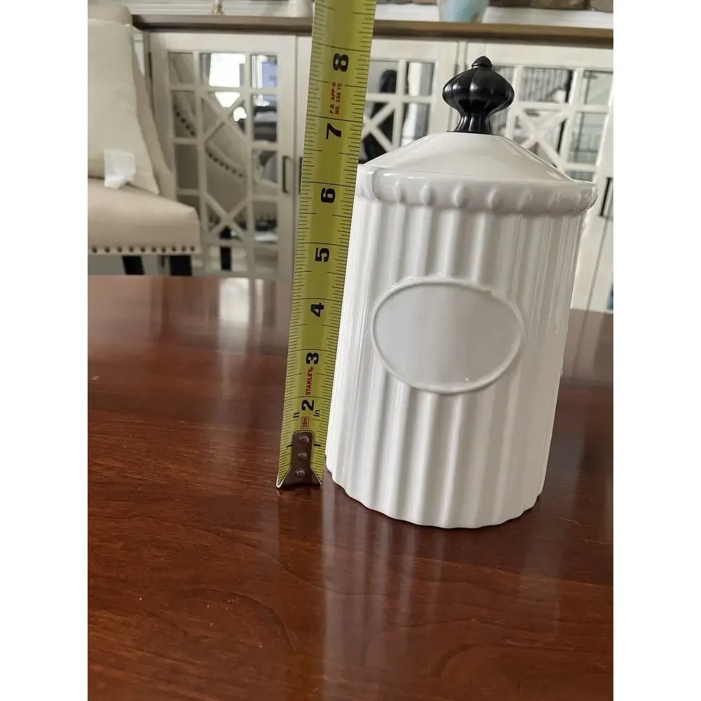 French Country Side Canister 8 Inch White